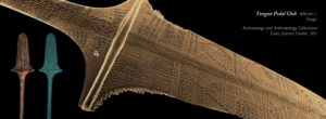 Close up of 3D scan of Tongan paddle club that shows it's complex textured pattern.